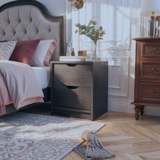 Sunvega Dillon 2 Drawers Nightstand with Large Storage Top Surface