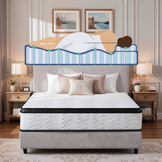 Sunvega Full Size Hybrid Mattress with Zoned Support and Gel Memory Foam for Cool Comfort