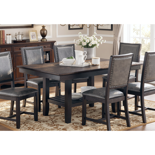 Sunvega Dark Coffee Finish Rubberwood Dining Table with Storage Shelf for Kitchen