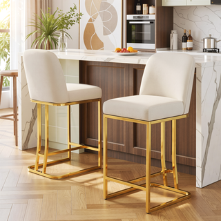 Sunvega Modern Bar Chairs Set of 2 with Soft Fabric and Anti-Slip Pads