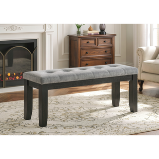 Sunvega Contemporary Tufted Gray Upholstery Bench with Tapered Wood Legs for Bedroom
