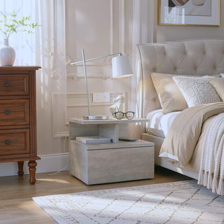 Sunvega Blue Floating Nightstand With Drawer And Shelves For Storage And Decor