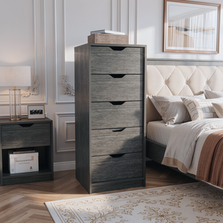 Sunvega 5 Drawer Tall Dresser with Pull Out System in Fine White Finish