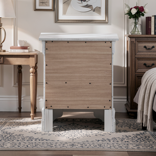 Sunvega Fully Assembled Pearl White Nightstand with Gold Handles and Faux Crystal
