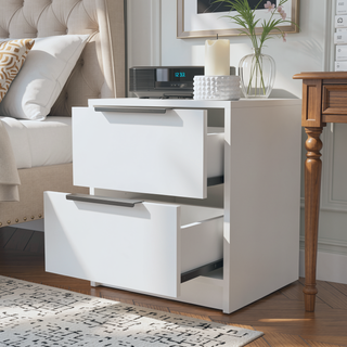 Sunvega Modern 18 Inch High Nightstand with Two Large Storage Drawers
