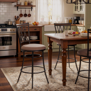 Sunvega Heavy Duty Swivel Bar Stool with Upholstered Seat and Metal Footrest