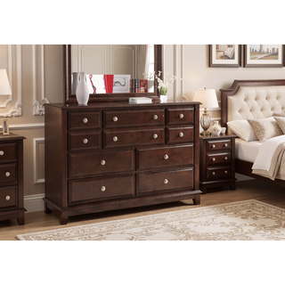 Sunvega Cappuccino Wood Veneer Night Stand with Silver Hardware for Bedroom
