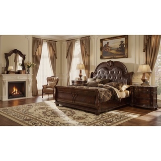 Sunvega Dark Walnut Wood Dresser with 11 Spacious Drawers and Carved Details
