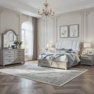 Sunvega Contemporary Dresser with Spacious Drawers and Geometric Design Legs
