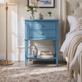 Sunvega Elegant Contemporary Nightstand with Open Shelf for Compact Storage