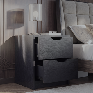 Sunvega White Nightstand with Two Drawers for Bedroom or Living Room End Table