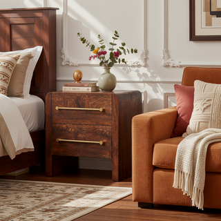 Sunvega Copenhagen 2-Drawer Smoked Oak And Mango Wood Nightstand
