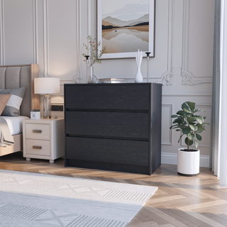 Sunvega Modern 3 Drawer Dresser with Wood Top for Bedroom Storage