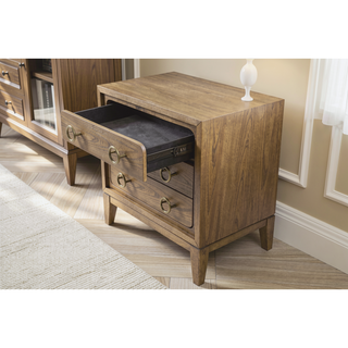 Sunvega Modern Latte Finish Nightstand with USB Charging and 3 Storage Drawers