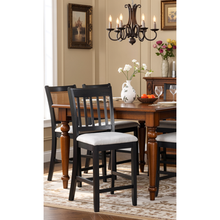 Sunvega Contemporary Counter Height Dining Table Set with Upholstered Chairs and Two-Tone Finish