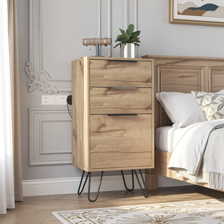 Sunvega Light Oak Dresser with Hairpin Legs and Spacious Top Surface