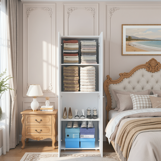 Sunvega Tall 66.9" H 2 Door 4 Shelf White Armoire for Bedroom Storage