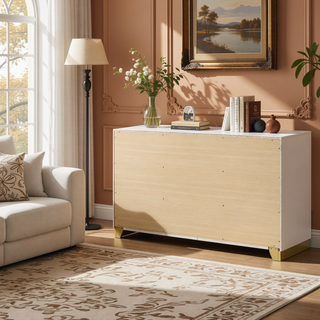 Sunvega Modern 6-Drawer Dresser with Linear Handles and Spacious Storage for Bedroom