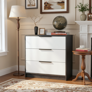 Sunvega Modern 3 Drawer Dresser with Spacious Top Surface in Smokey Oak