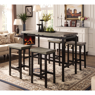 Sunvega Contemporary Two-Tone Gray and Black Counter Height Dining Table Set