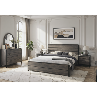 Sunvega Antique Grey Finish Two-Drawer Nightstand for Bedroom with Sturdy Surface