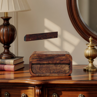 Sunvega Solid Mango Wood Wall Mounted Nightstand with Single Drawer in Chestnut