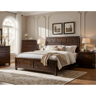Sunvega Farmhouse Style Brown 9-Drawer Dresser with Wall Anchor Safety Hardware