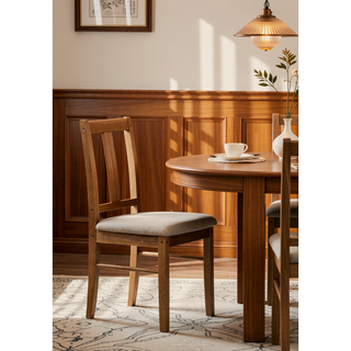 Sunvega Antique Natural Oak Wood 5 Piece Dining Set with Cushioned Chairs