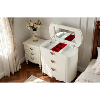 Sunvega Sleek High Gloss Modern Rounded Design Five Spacious Drawers Chest