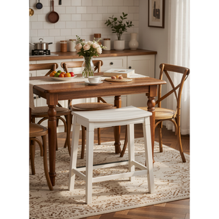 Sunvega Farmhouse 5-Pack Counter Dining Set with Plank Effect Top and Shaped Seat