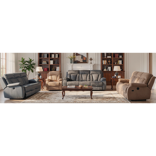 Sunvega Microfiber Fabric Reclining Loveseat with Lumbar Support and Stainless Steel Base