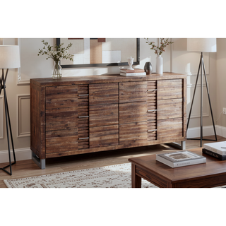 Sunvega Andria Reclaimed Oak Dresser with Six Spacious Drawers and Metal Hardware