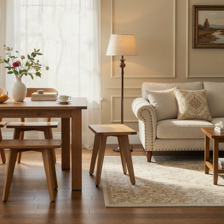 Sunvega Solid Red Oak Wood Bench with Tapered Legs for Dining and Entryway