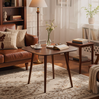 Sunvega Mid-Century Modern Faux Wood Dining Table with Tapered Splayed Legs