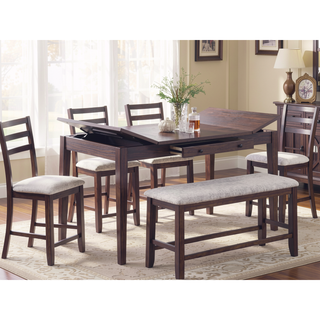 Sunvega Walnut Color Cushion Padded Seat Dining Room Bench in Contemporary Style