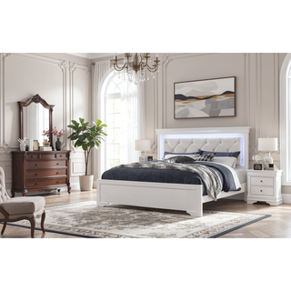 Sunvega Crystal Embellished Contemporary Nightstand with Textured Drawers and Tapered Base