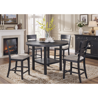 Sunvega Contemporary Charcoal Finish Counter Height Round Dining Table with Lazy Susan