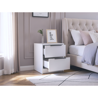 Sunvega 18 Inch High Modern Nightstand with Two Drawers and Metal Hardware