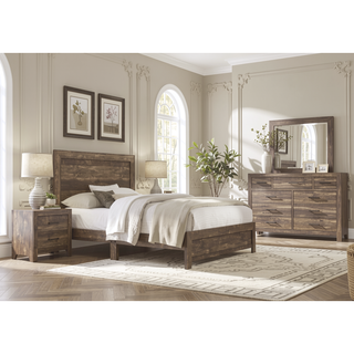 Sunvega Natural Finish Full Bed with Headboard Footboard and Rails