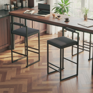 Sunvega Upholstered Velvet Bar Stools Set of 2 with Slim Metal Legs for Kitchen Counter