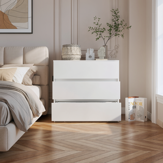 Sunvega Three Drawer Dresser with White Finish for Small Items Storage