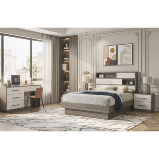 Sunvega Modern Two-Tone Wood Chest with Four Spacious Drawers for Storage