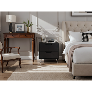 Sunvega Mid-Century Modern Nightstand with Spacious Drawers and Metal Legs