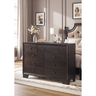 Sunvega Madison Espresso Finish Nightstand with 2 Large Storage Drawers and Wood Frame
