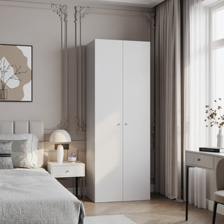 Sunvega Two-Door Compact Wardrobe with Fixed Shelves for Bedroom Storage