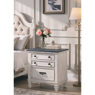 Sunvega Transitional Two-Tone Finish Nightstand with Two Storage Drawers