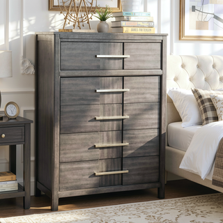 Sunvega Transitional Gray Chest with Five English Dovetail Drawers and Ball Bearing Glides