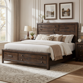 Sunvega Antique Brown Finish Cedar Lined Bottom Drawers Seven Storage Dresser