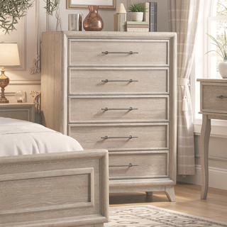 Sunvega Transitional Oak Chest with Angled Legs and Ball Bearing Glides