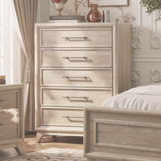 Sunvega Transitional Oak Chest with Angled Legs and Ball Bearing Glides